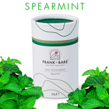 Frank & Bare AHA Natural Deodorant Spearminti 65g amongst spearmint leaves