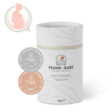 Frank + Bare AHA Deodorant packaging on a white background pregnancy safe logo, clean + consious awards silver award icon & editors choice award icon